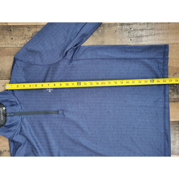 Greyson Golf Herringbone Quarter Zip Navy Blue Mens Medium Sweater Custom Logo - Picture 7 of 8
